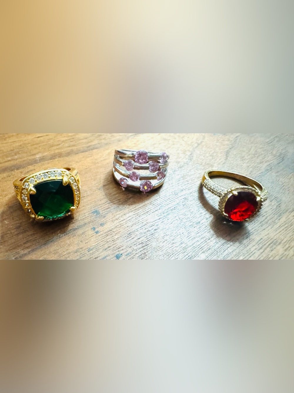 Gold & Silvertoned Cocktail Costume Rings 3pcs
